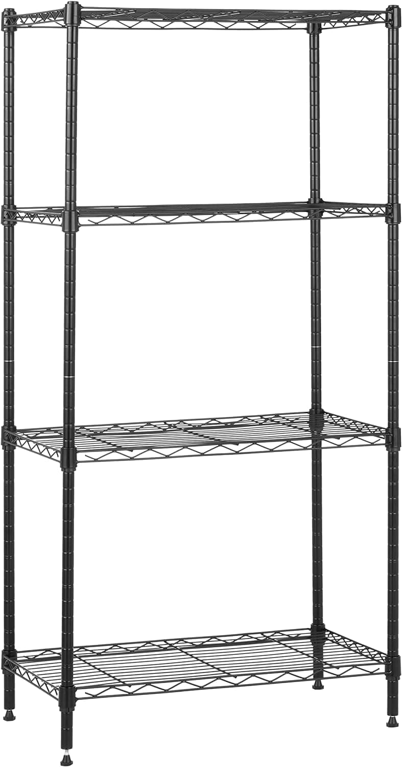 Amazon Basics 4-Shelf Wire Unit, 23.2 x 48 x 13.4 in, product photo from the listing