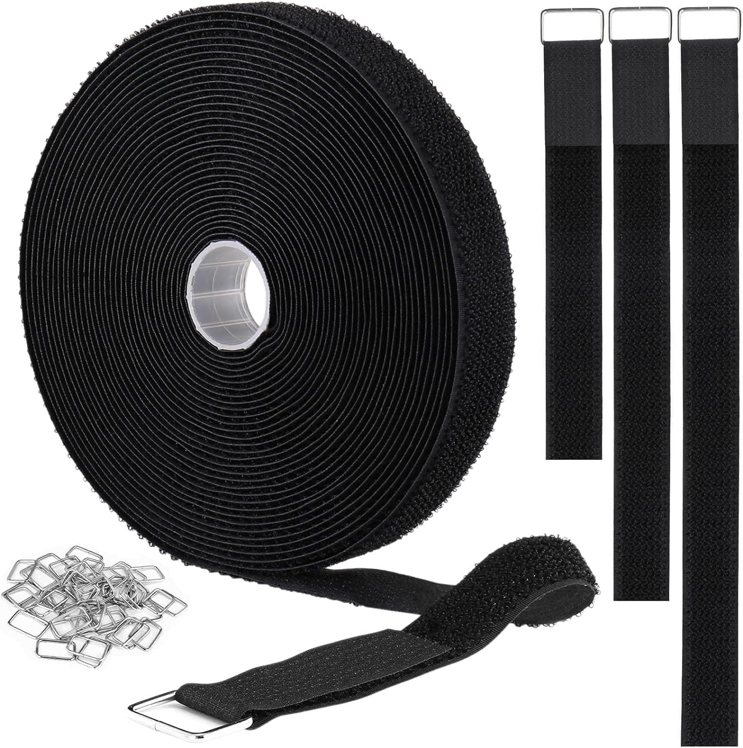 YMCRLUX Hook and Loop Strap Roll, 1 in x 32 ft, product photo from the listing
